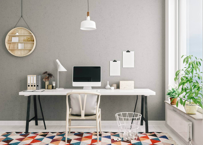 Đồng bộ màu sắc chủ đạo của hệ thống nội thất giúp tạo vẻ đẹp hài hòa cho phòng làm việc