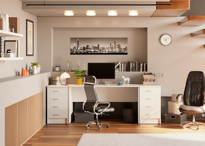 Thiết kế phòng làm việc hiện đại bằng cách sử dụng bàn ghế làm việc có tích hợp nhiều công năng tiện dụng