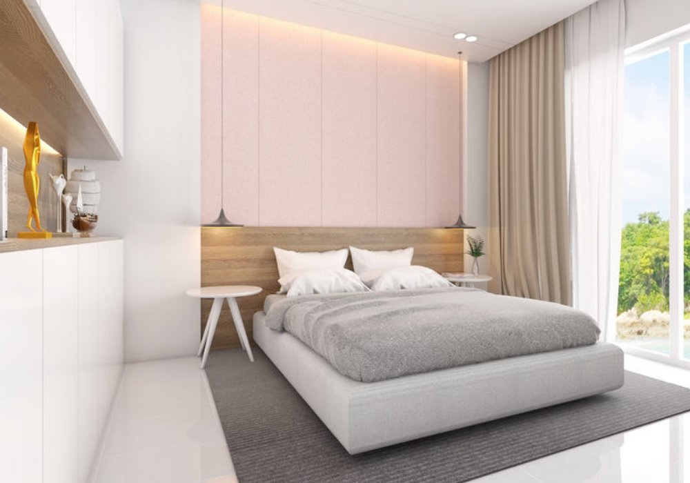 Mẫu phòng ngủ đơn giản và đẹp dễ thương hơn khi trang trí tường phòng ngủ bằng màu sơn hồng