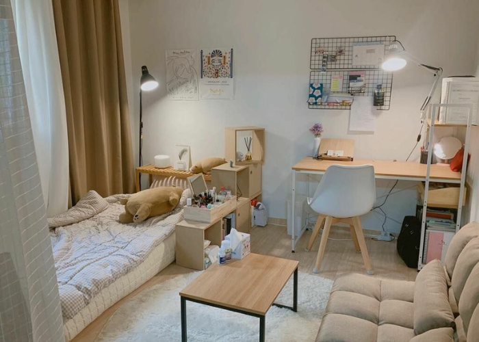 Mẫu thiết kế phòng ngủ kiểu Hàn Quốc tone màu pastel