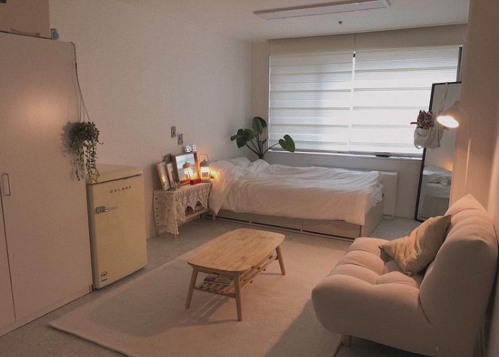 Mẫu thiết kế phòng ngủ nhỏ kiểu Hàn Quốc ấm áp