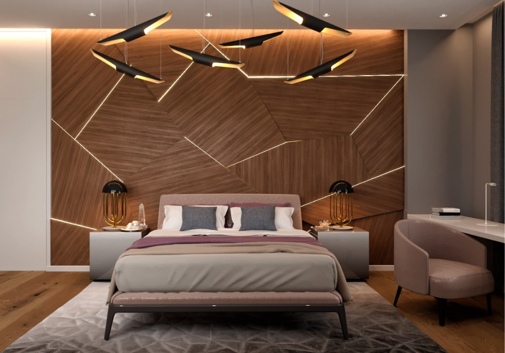 Phòng ngủ màu hồng nude dễ dàng hòa hợp cùng các tông xám, màu gỗ