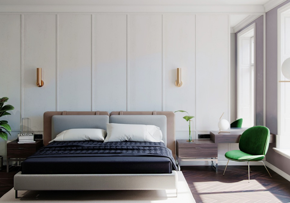 Mẫu phòng ngủ hiện đại và đơn giản với thiết kế đơn giản, tạo điểm nhấn với cây xanh 