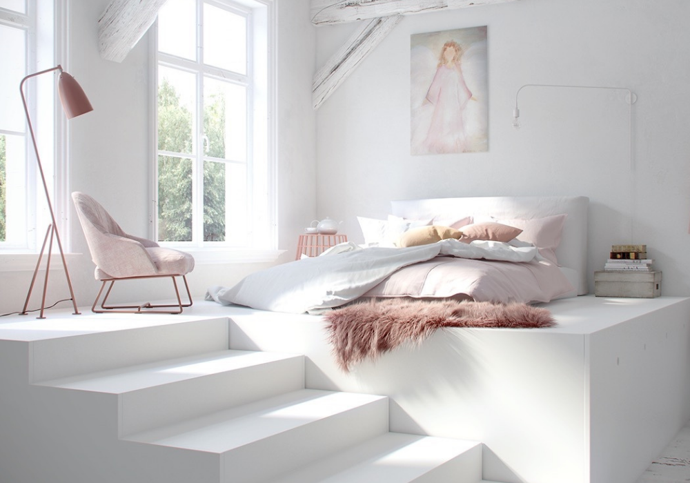 Mẫu phòng ngủ màu hồng được thiết kế thông minh tiết kiệm diện tích, thật gọn gàng và dễ thương