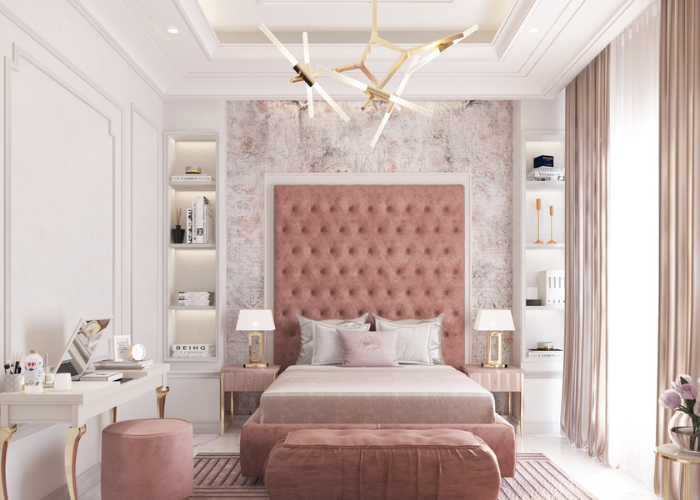 Phòng ngủ màu hồng hiện đại