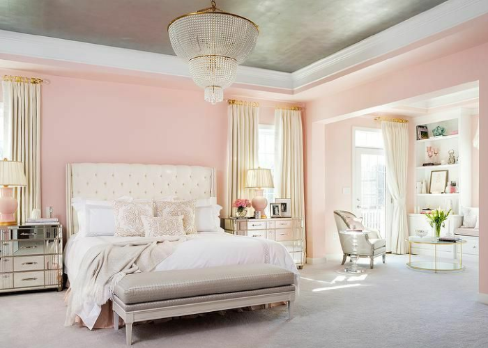 Phòng ngủ màu hồng pastel nhẹ nhàng, nữ tính
