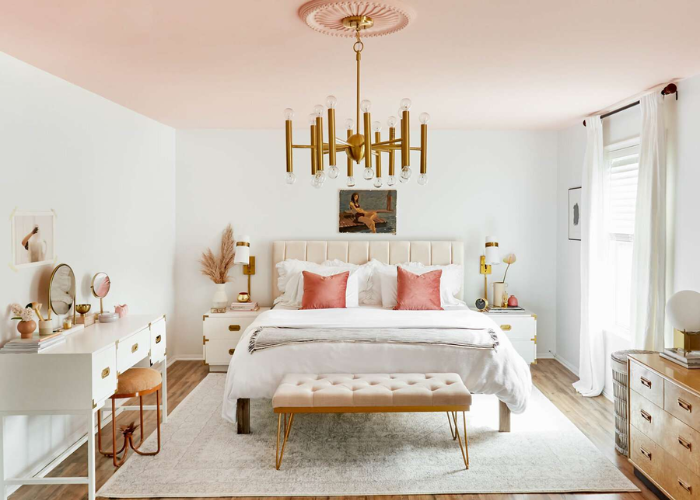 Phòng ngủ màu hồng pastel đẹp