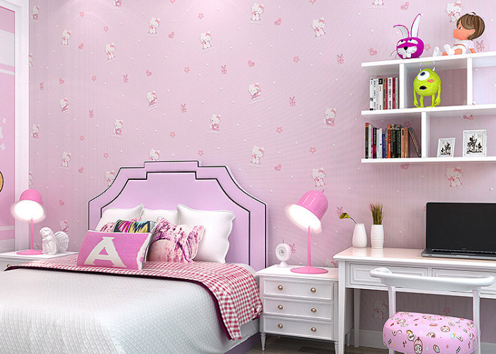 Giấy dán tường giúp trang trí phòng ngủ màu hồng đẹp và sáng tạo hơn