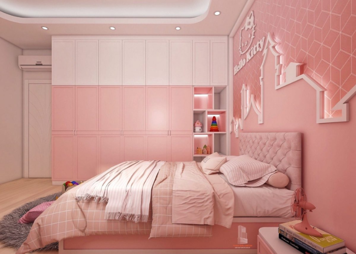 Sử dụng vật trang trí màu hồng để thiết kế phòng ngủ màu hồng hiện đại và bắt mắt hơn