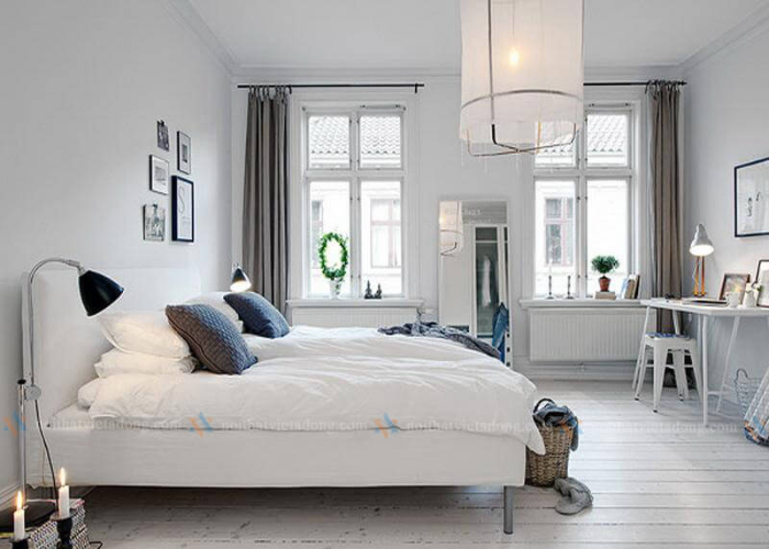 Những phòng ngủ thiết kế theo phong cách Bắc Âu thường sở hữu một không gian ngập tràn ánh sáng, thoáng mát 