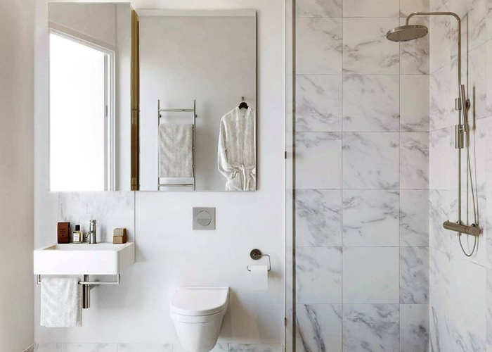 Phòng tắm 3m2 hiện đại theo phong cách tối giản