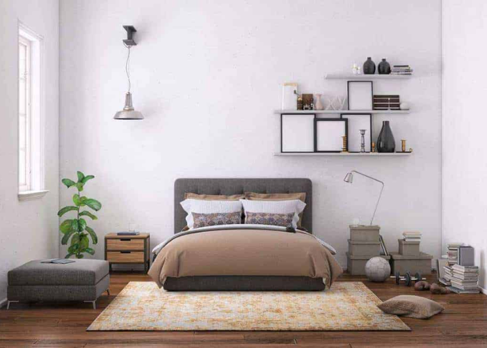Mẫu thảm trải sàn phòng ngủ với họa tiết đơn giản