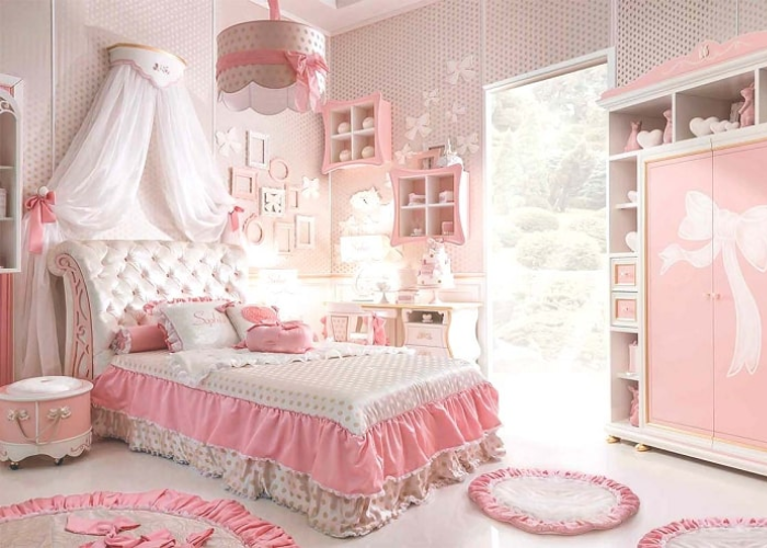 Những chiếc thảm trải từ vải đay cho phòng ngủ bé gái đẹp như truyện thần tiên
