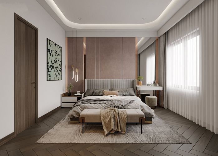 Gợi ý thiết kế phòng ngủ master 30m2 theo phong cách hiện đại, đẹp tinh tế, đầy đủ tiện nghi