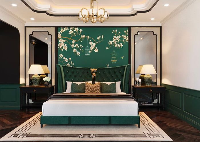 Trang trí phòng ngủ master với phong cách Đông Dương bí ẩn, ấn tượng