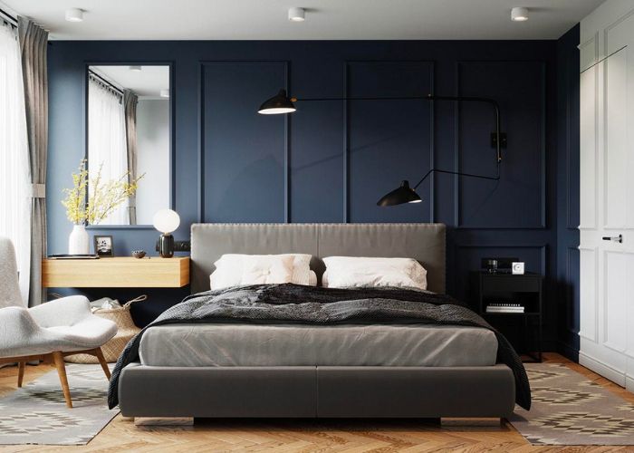 Thiết kế nội thất phòng ngủ master đơn giản pha trộn nét cổ điển và hiện đại