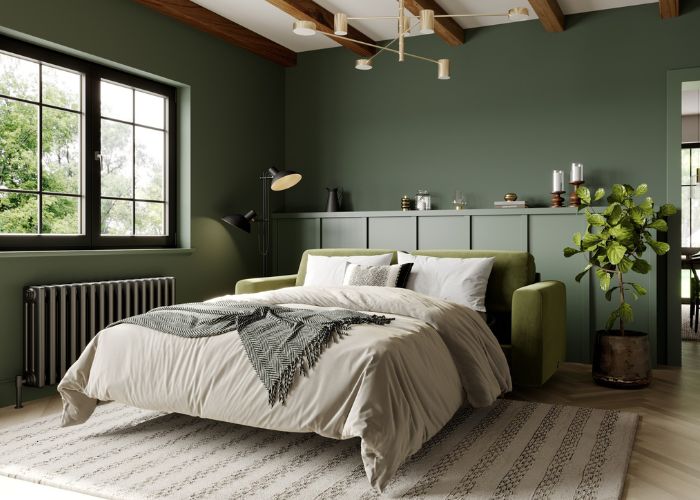 Mẫu màu sơn phòng ngủ đẹp, xu hướng 2022 - Sắc xanh rêu mát mắt