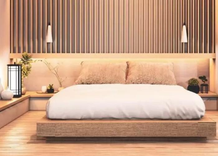 Mẫu phòng ngủ Nhật Bản nhỏ, phong cách đơn giản với tông màu gỗ nhạt