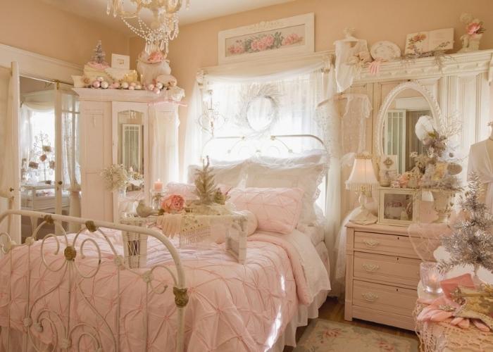 Mẫu phòng ngủ màu hồng dễ thương theo phong cách Vintage, công chúa cho bé gái