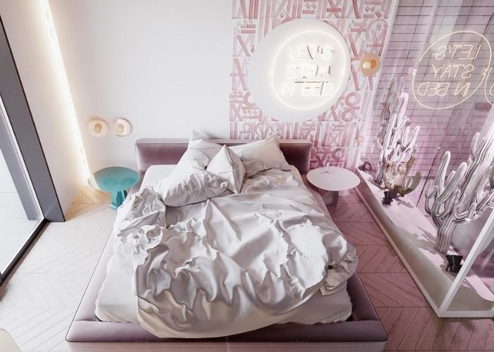  Phối cảnh ý tưởng thiết kế phòng ngủ màu hồng cho nữ theo phong cách Hàn Quốc sắc màu, vô cùng tươi sáng độc lạ