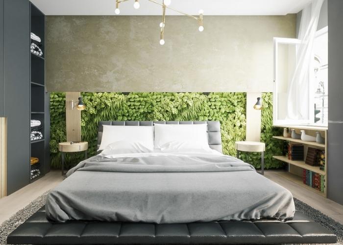 Trang trí giấy dán tường phòng ngủ mẫu cây xanh mang lại sự tươi mát cho căn phòng