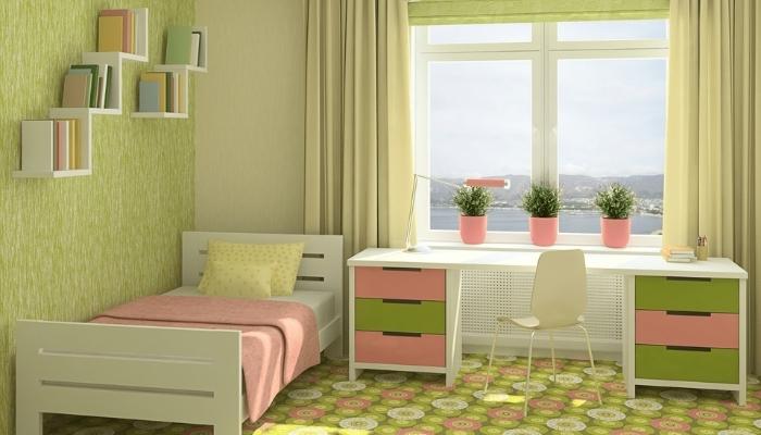 Phòng ngủ màu xanh lá hợp với người mệnh Mộc