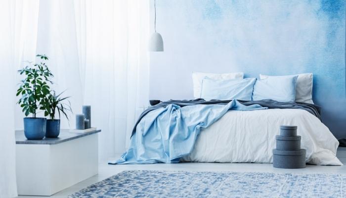 Phòng ngủ màu xanh lam hợp với người mệnh Thủy