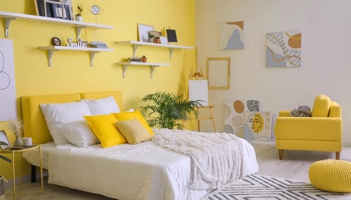 Phòng ngủ màu vàng hợp với người mệnh Thổ