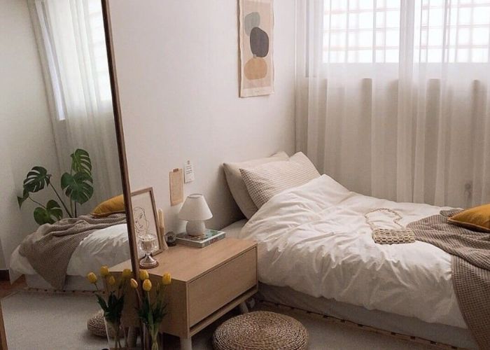 Cách trang trí phòng ngủ không giường giúp tận dụng tối ưu diện tích lưu trữ đồ dùng và tạo vẻ đẹp ấn tượng cho phòng