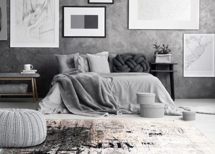 Trang trí phòng ngủ nhỏ không giường với thảm hình chữ nhật theo phong cách Scandinavian