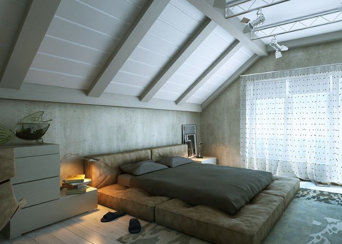 Gợi ý phòng ngủ không giường ở tầng gác mái phù hợp với nam giới