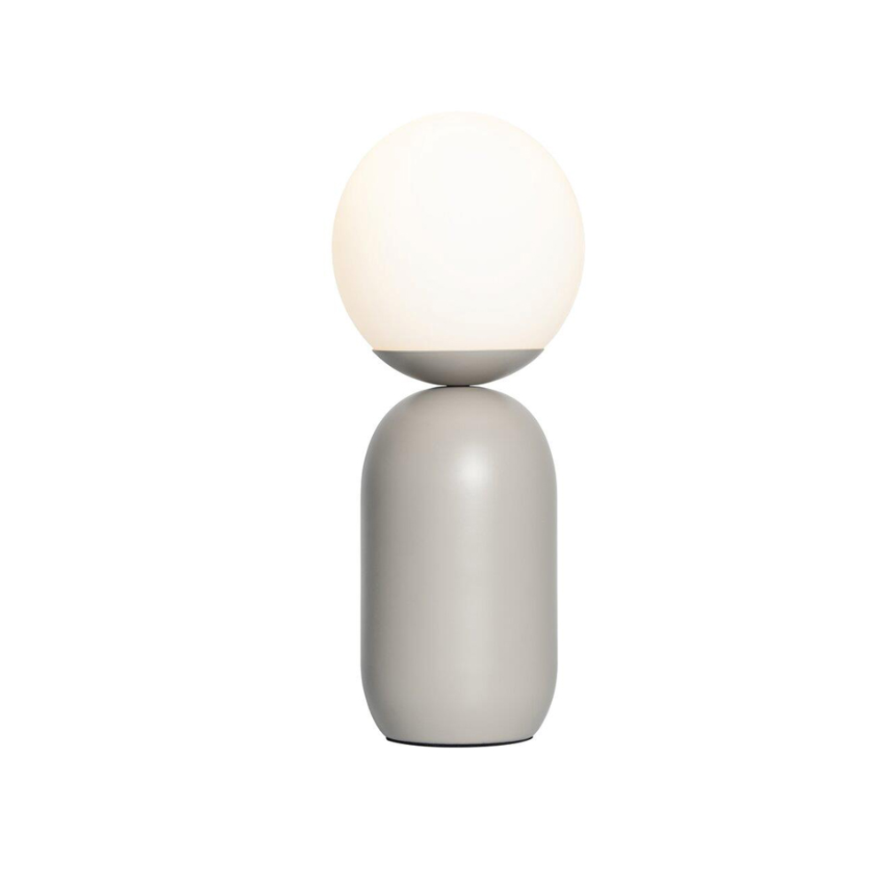 Đèn bàn NORDLUX NOTTI thủy tinh “màu” trắng/ đuôi đèn kim loại “màu” xám Ø15x34cm