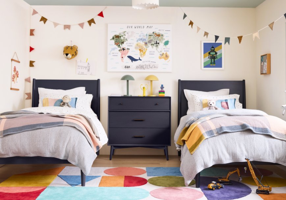 Mẫu thiết kế phòng ngủ chung cho bé trai và bé gái