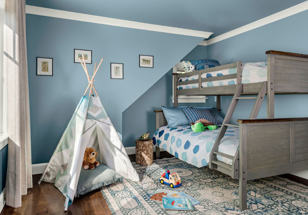 Phòng ngủ trẻ em màu xanh năng động