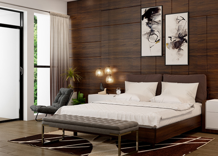 Phòng ngủ tân cổ điển đơn giản ưa chuộng sự mộc mạc, ít họa tiết, phối hợp hài hòa giữa các gam màu làm cho căn phòng trở nên đặc biệt.