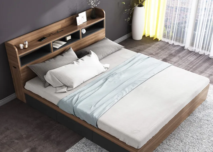 Mẫu giường ngủ làm từ gỗ MFC đẹp giả màu và vân gỗ tự nhiên