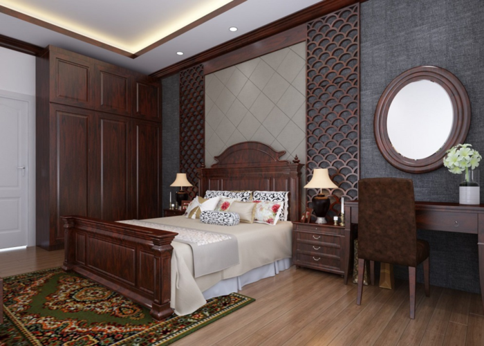 Mẫu nội thất phòng ngủ gỗ lim đẳng cấp.