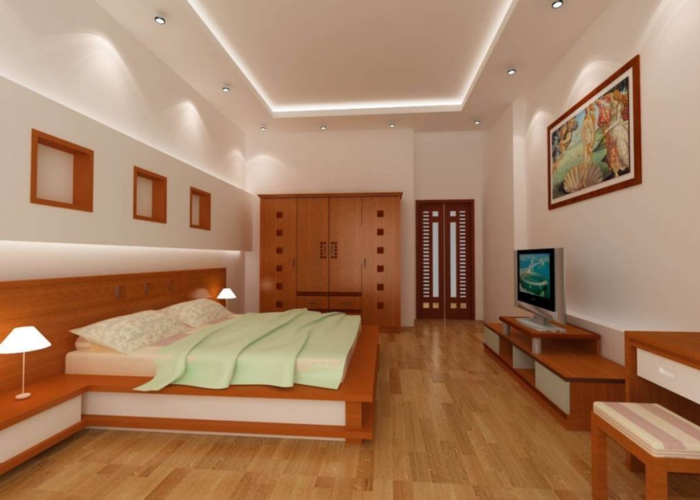 Mẫu thiết kế nội thất phòng ngủ gỗ tự nhiên đơn giản mà đẹp.  