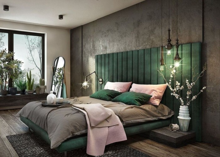 Trang trí phòng ngủ bằng cách kết hợp màu xanh và hồng tạo nên sự mát mẻ, ấm áp, ngọt ngào.