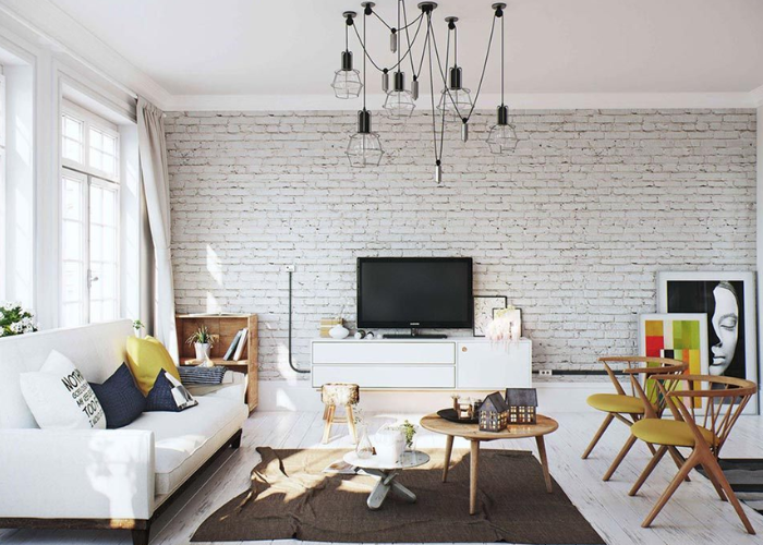 Thiết kế chung cư phòng khách theo phong cách Bắc Âu đơn giản nhưng hiện đại 