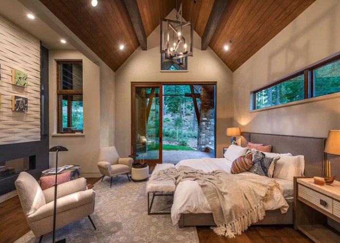 Trần nhà bằng gỗ cho phòng ngủ không gian mở