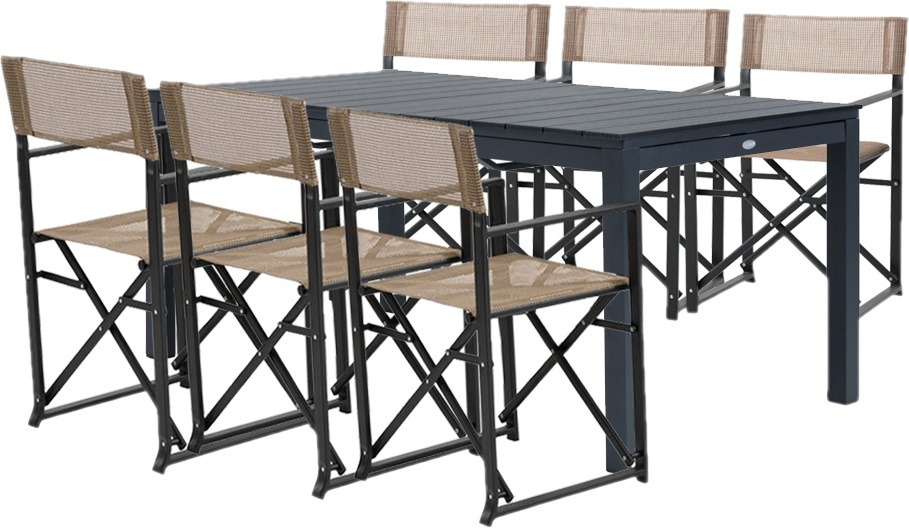 Set bàn ghế ăn ngoài trời 6 chỗ ngồi, ghế xếp gọn tiện dụng