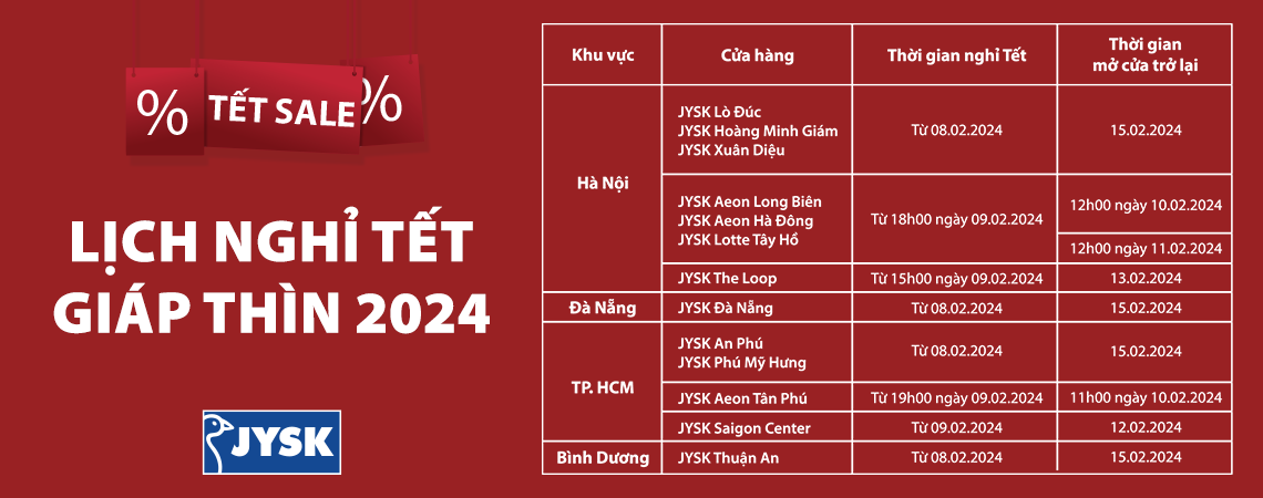 Lịch nghỉ Tết 2024 JYSK