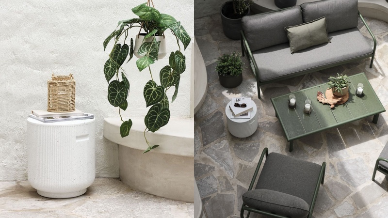 Chiếc đôn DVERGFALK vừa là chỗ ngồi thêm, vừa là bàn cà phê, vừa là món đồ decor nghệ thuật