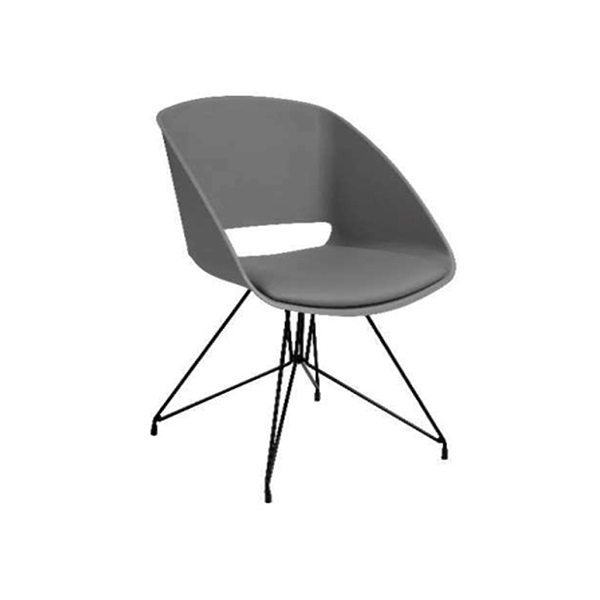 Ghế bành SIRIUS, đệm bọc da PU màu xám/ chân kim loại sơn đen; 82,3x51x56cm