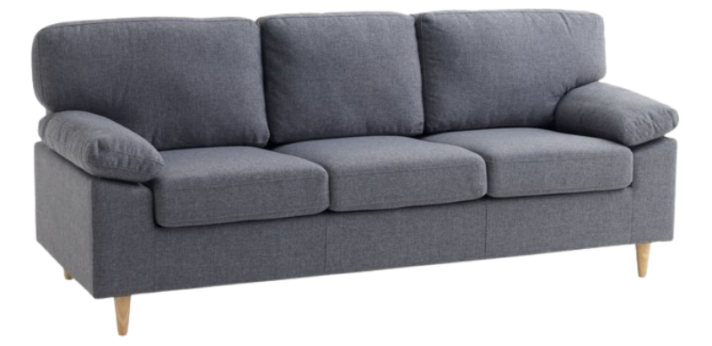 Sofa 3 chỗ GEDVED vải polyester, xám nhạt, R210xS85xC84cm