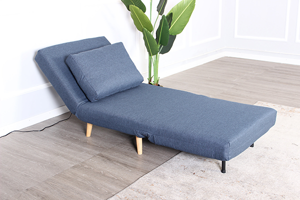 Ghế sofa giường 1S STELLA vải polyester, xanh dương/chân gỗ tự nhiên, R80xD90/190xC78x30cm