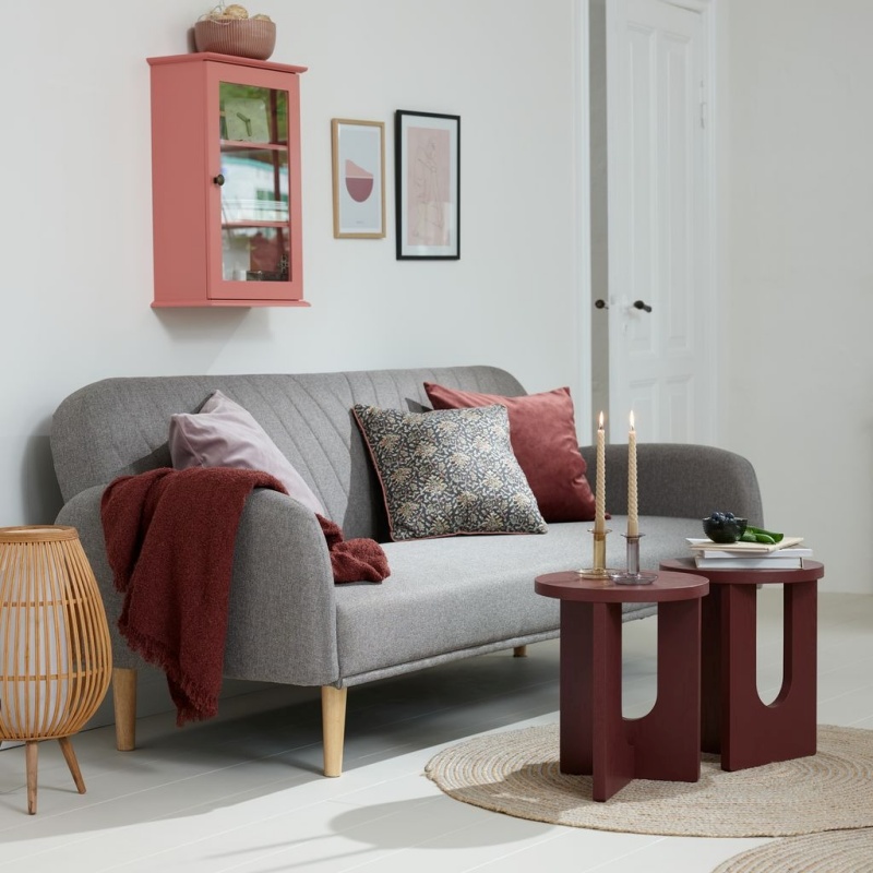 Sofa giường PARADIS vải polyester xám nhạt, R209xS80/104xC80cm