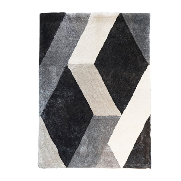 Thảm phòng khách LIND polyester hoạ tiết hình khối màu xám