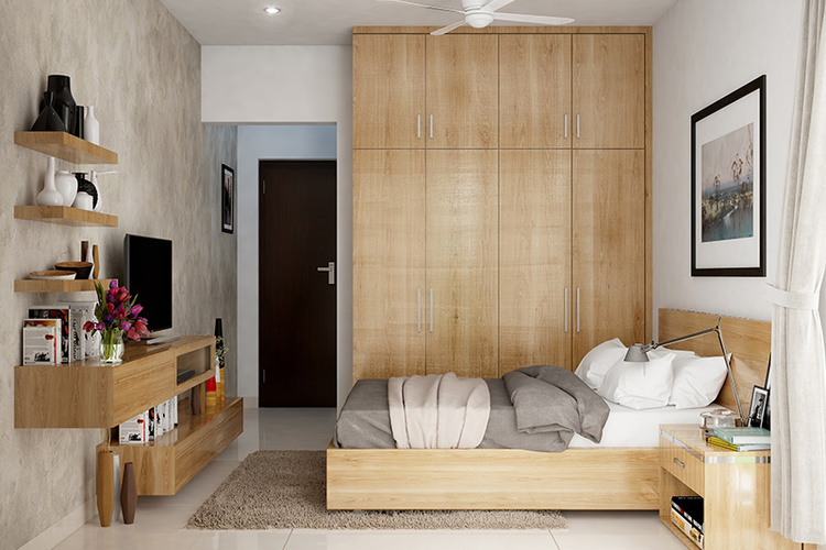 Tận dụng tối đa không gian trống trong phòng ngủ với dàn tủ thẳng đứng